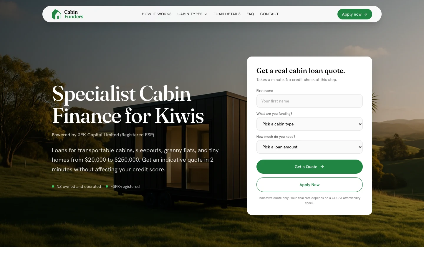 Cabin Funders: instant loan estimates that turn browsers into enquiries case study