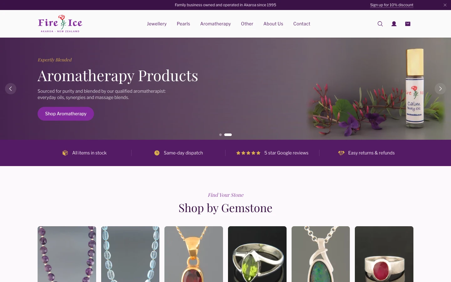 Fire and Ice: an Akaroa gemstone shop that ships worldwide