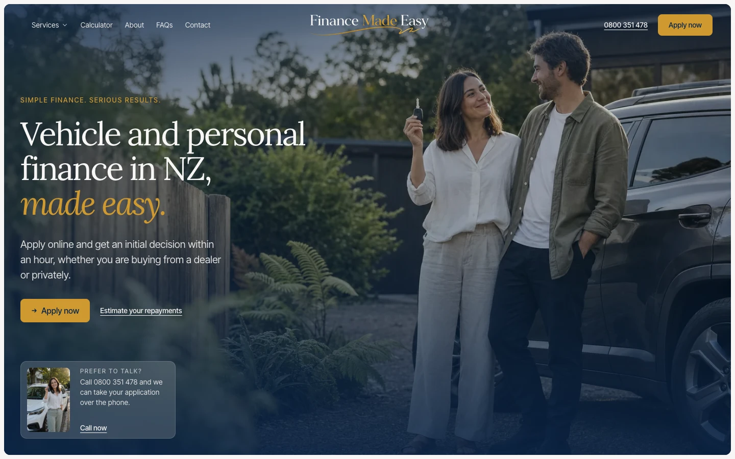 Finance Made Easy: vehicle and personal loans, applied for online case study