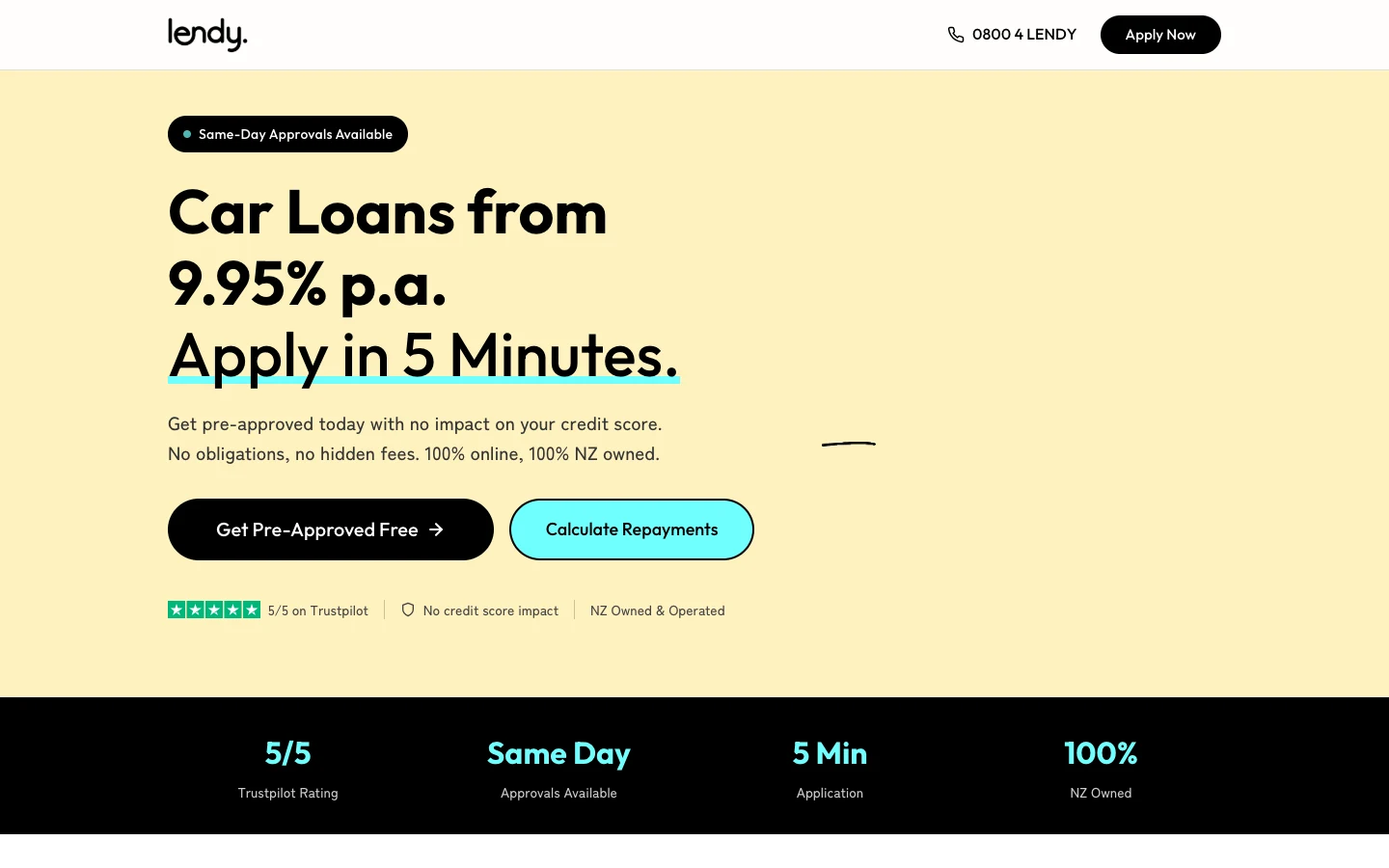 Lendy: a landing page for every loan product